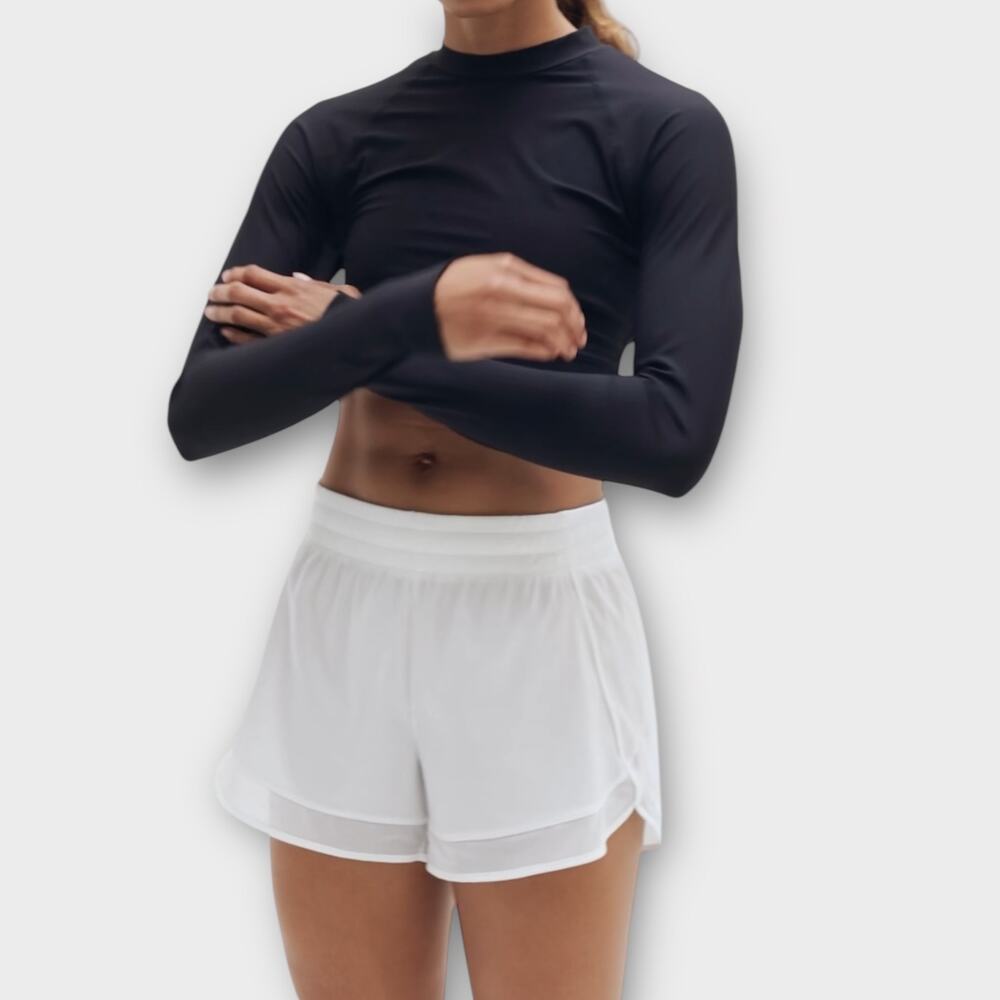 Athleta mesh racer run shorts 4 inch white size XL